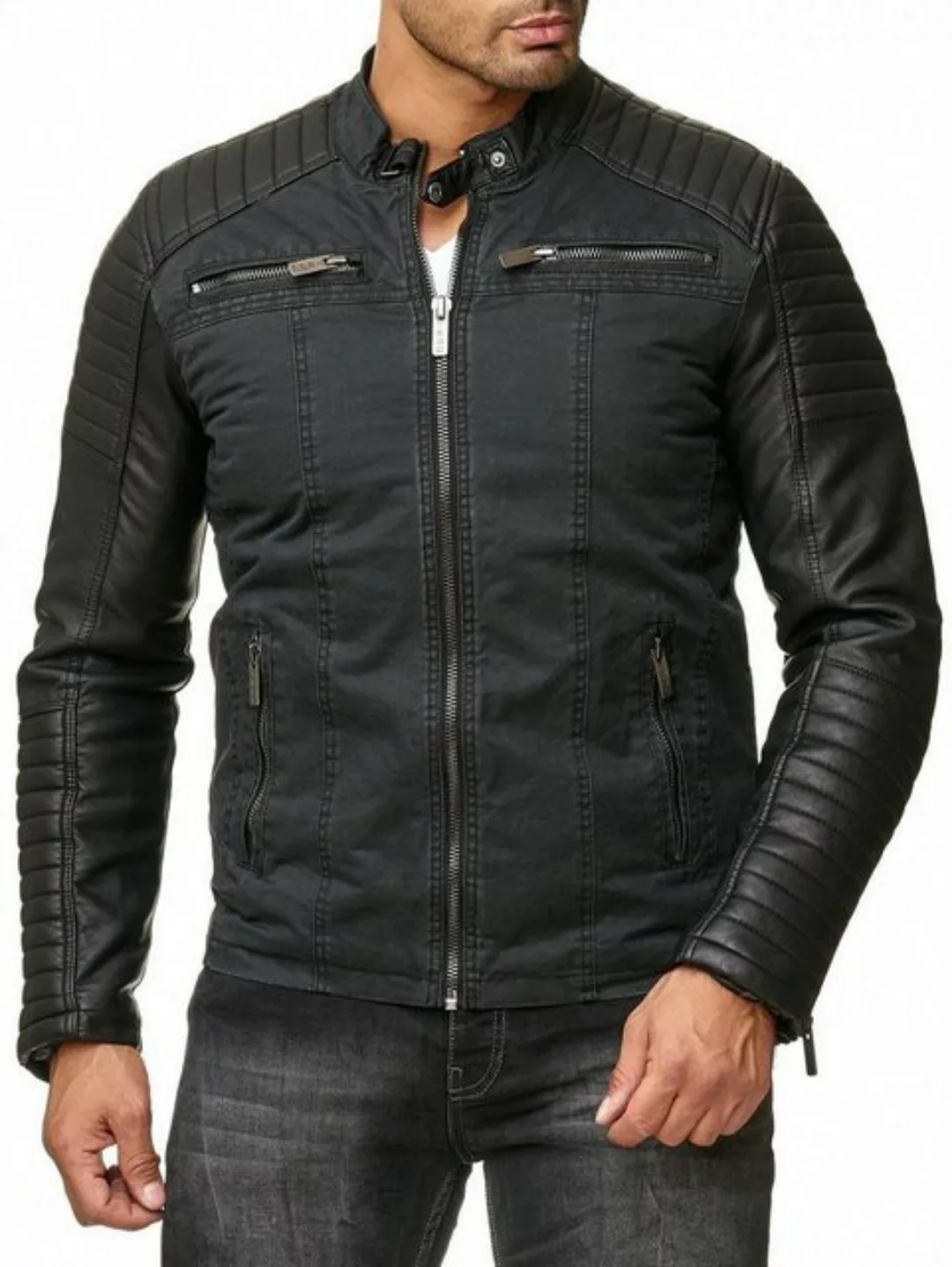 RedBridge Lederimitatjacke Baumwolle und Kunst-Leder Bikerjacke Premium Qua günstig online kaufen