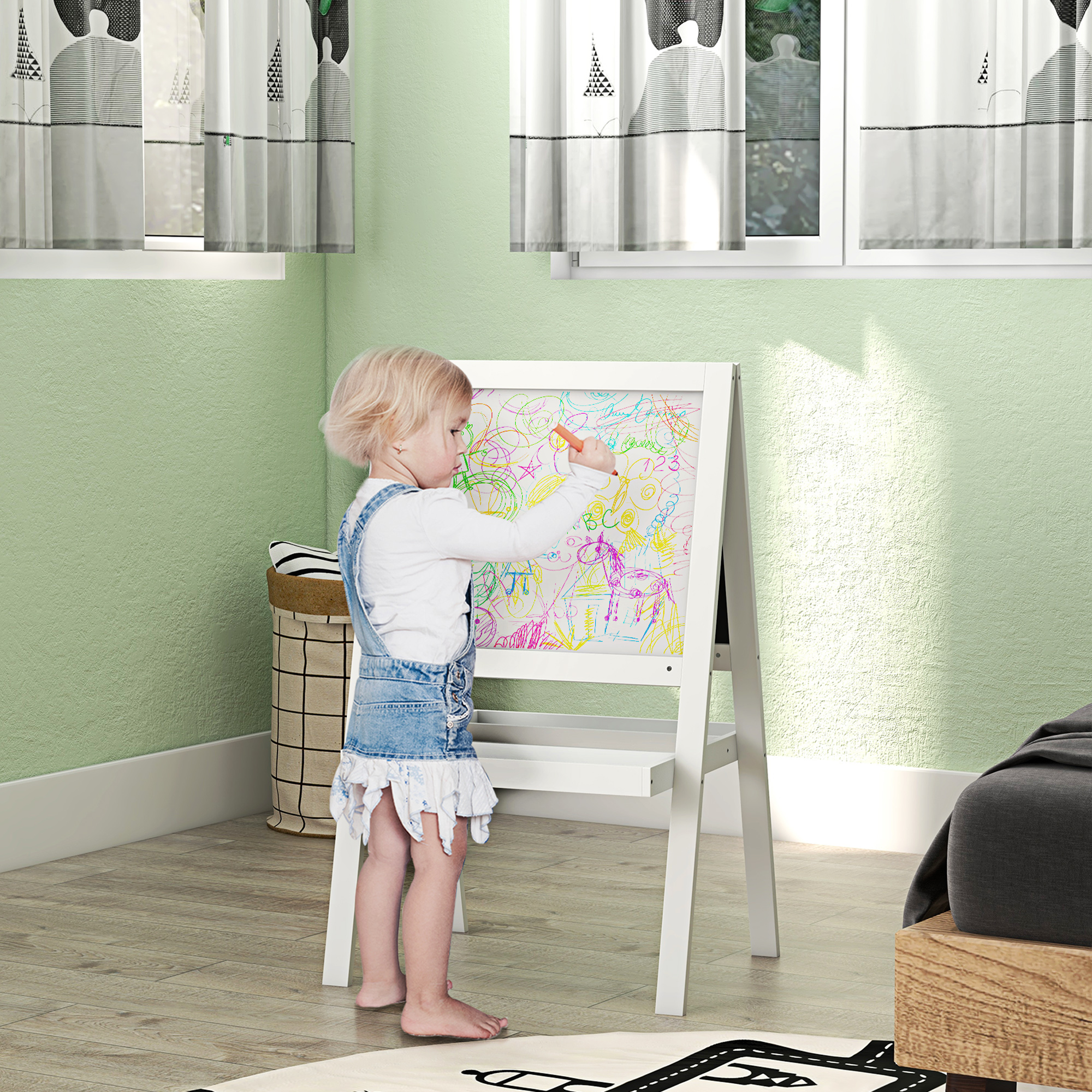 AIYAPLAY Kindertafel-Aufstellbild 2 in 1 - magnetische Kreidetafel und schw günstig online kaufen