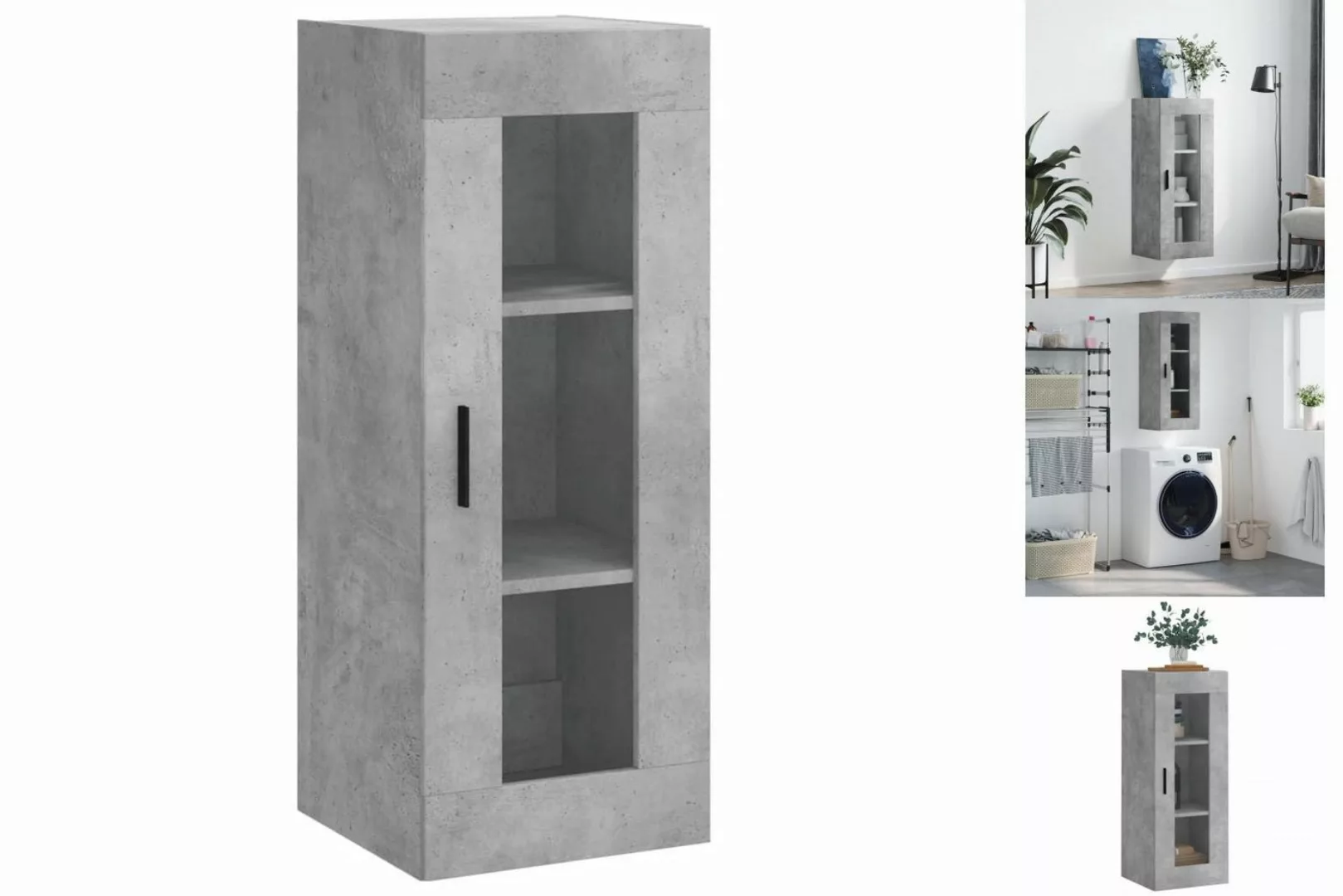 vidaXL Hängeschrank Wandschrank Betongrau 34,5x34x90 cm Glas Vitrine Hänges günstig online kaufen