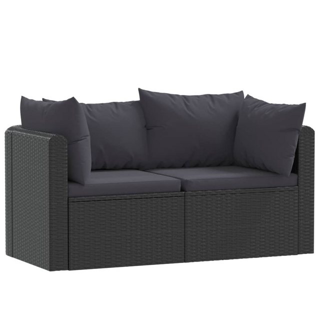 2-tlg. Garten-sofagarnitur Mit Auflagen Poly Rattan Schwarz günstig online kaufen