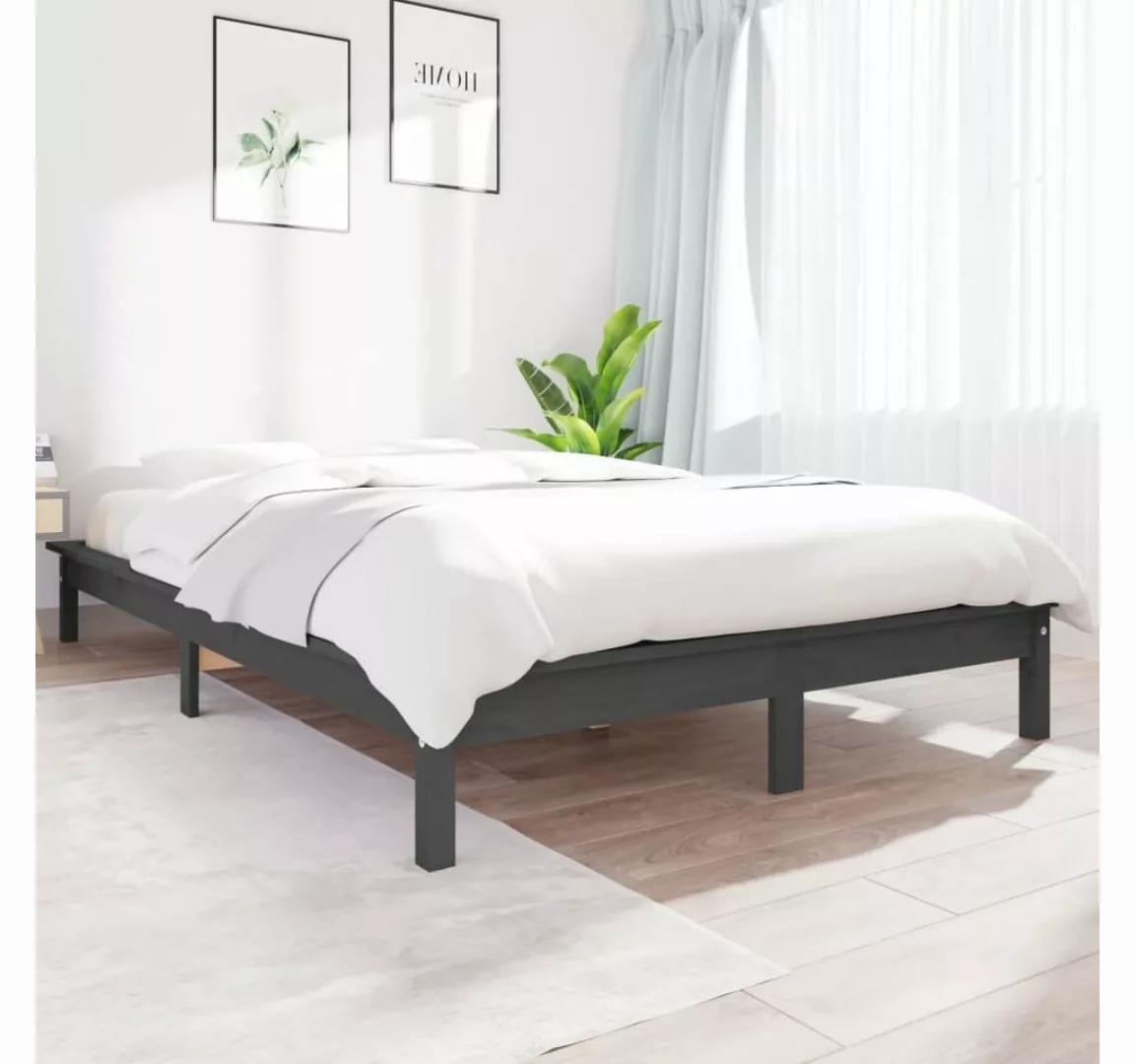furnicato Bett Massivholzbett Grau 120x190 cm Kiefer günstig online kaufen