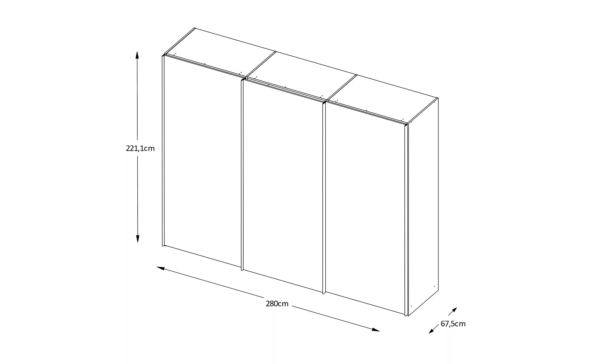 Schwebetürenschrank, 3-türig  Duett ¦ grau ¦ Maße (cm): B: 280 H: 222 T: 68 günstig online kaufen