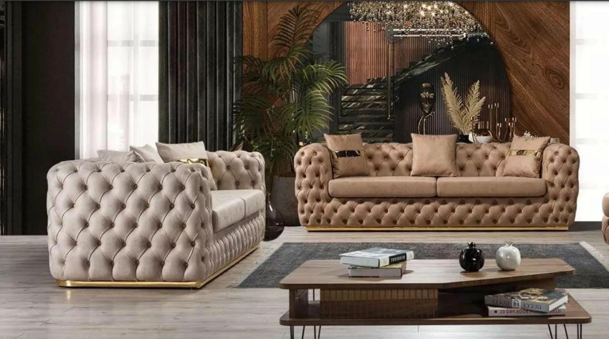 Xlmoebel Sofa Luxus Chesterfield Sofas aus Leder, bestehend aus einem 3-Sit günstig online kaufen