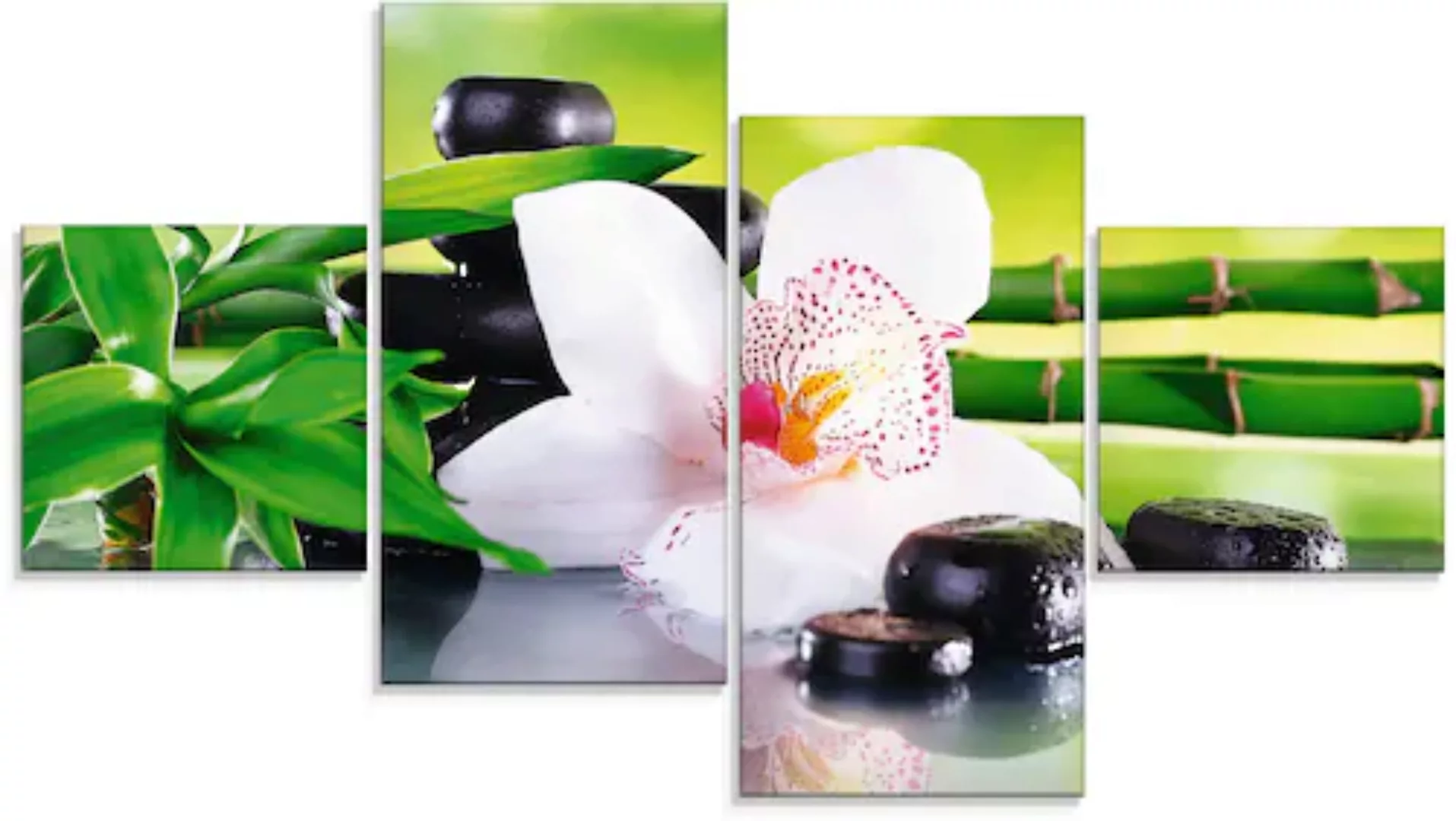 Artland Glasbild »Spa Steine Bambus Zweige Orchidee«, Zen, (4 St.), in vers günstig online kaufen