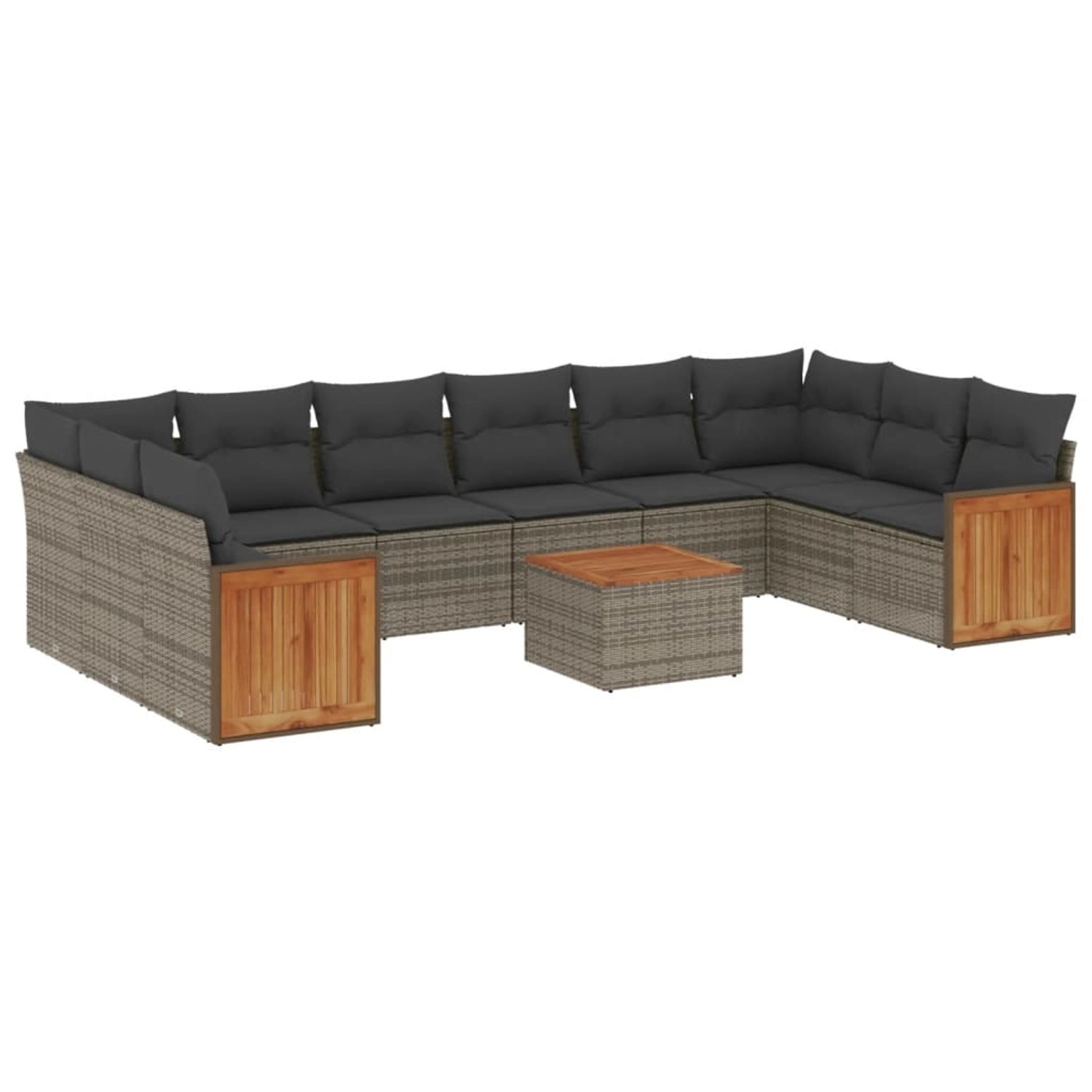 vidaXL 11-Tlg Garten-Sofagarnitur mit Kissen Grau Poly Rattan 3260415 günstig online kaufen