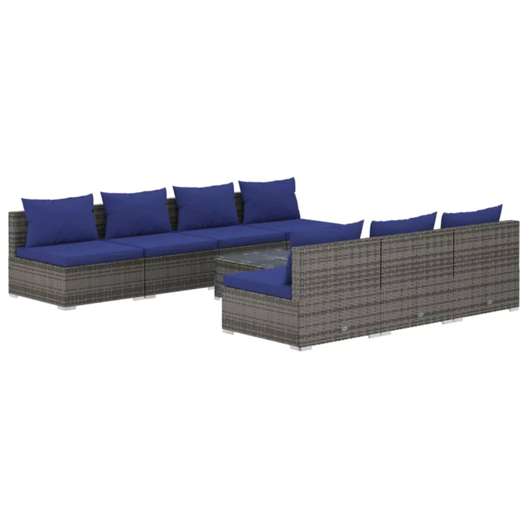 Vidaxl 8-tlg. Garten-lounge-set Mit Kissen Poly Rattan Grau günstig online kaufen