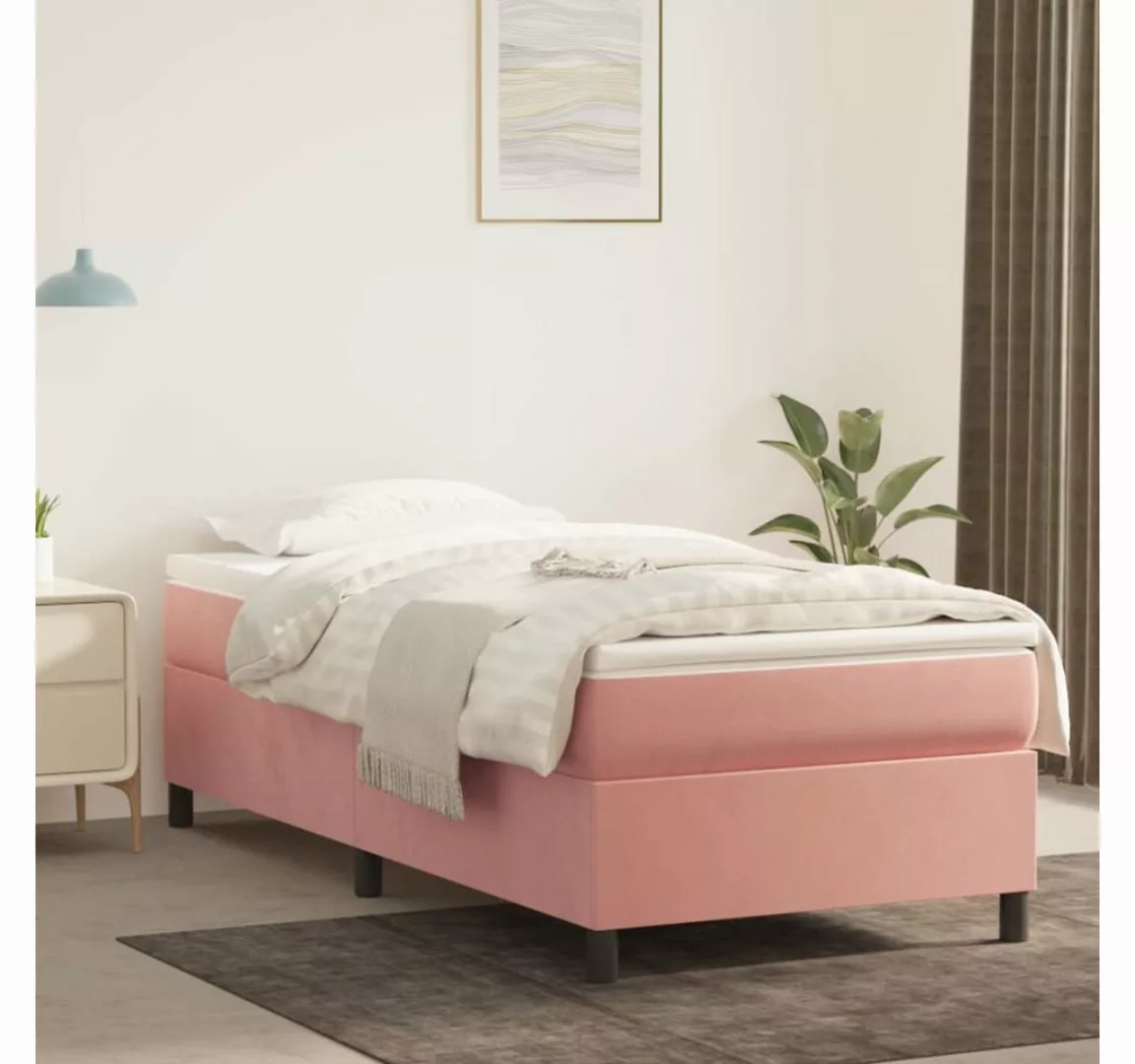 vidaXL Boxspringbett mit Matratze Rosa 100x200 cm Samt1378711 günstig online kaufen