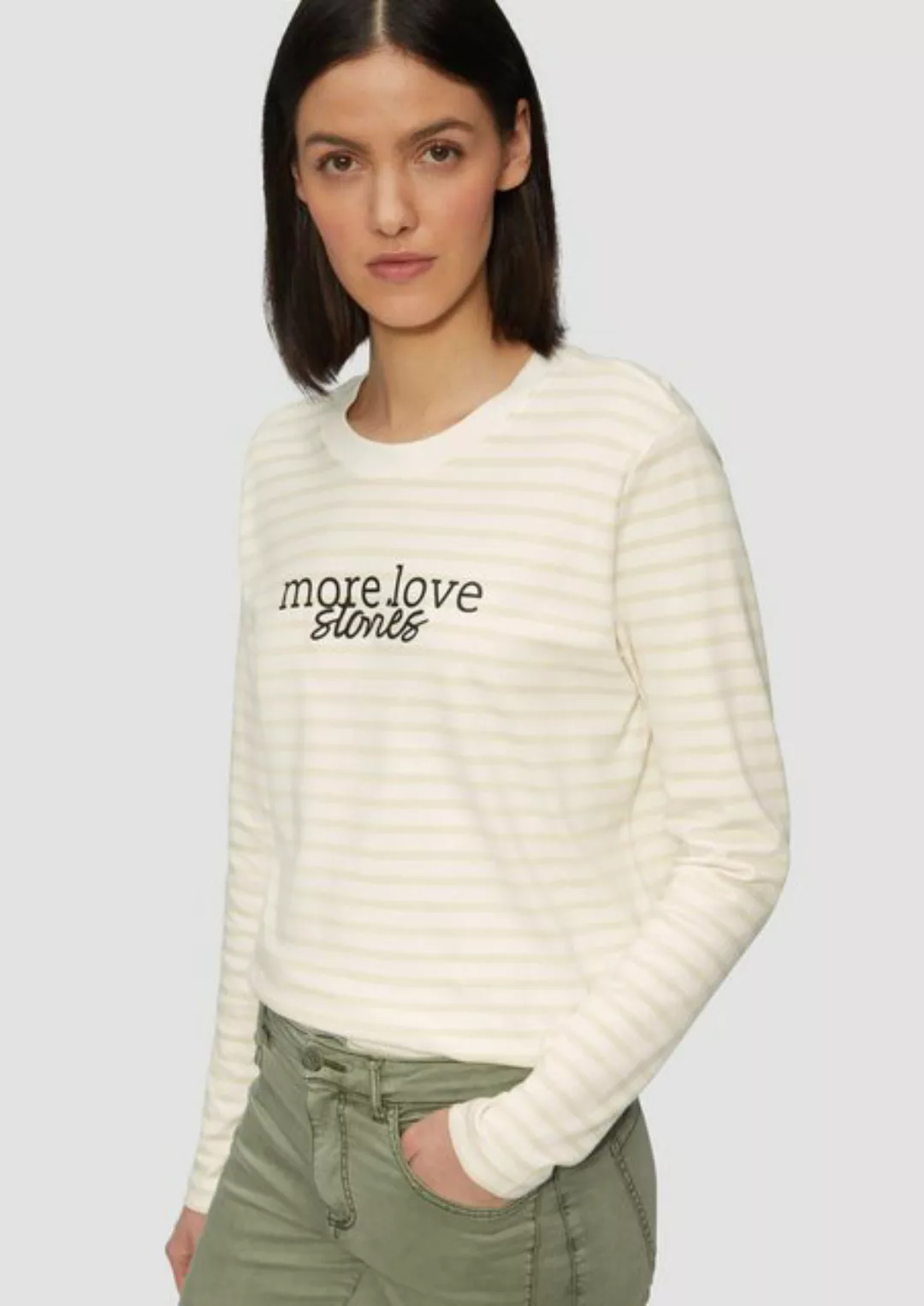 s.Oliver Langarmshirt Gestreiftes Langarmshirt im Relaxed Fit mit Artwork A günstig online kaufen