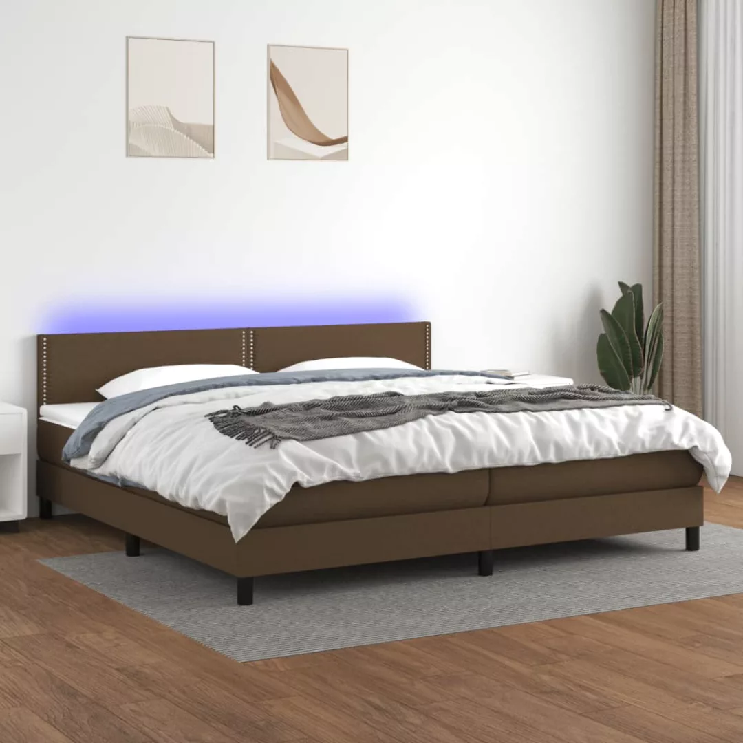 vidaXL Boxspringbett Boxspringbett mit Matratze LED Dunkelbraun 200x200 cm günstig online kaufen