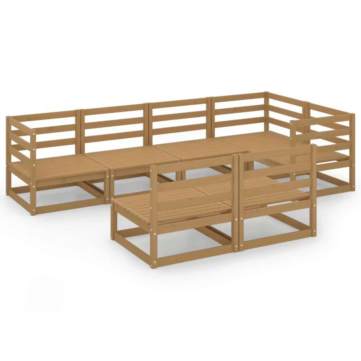 vidaXL 7-tlg Garten-Lounge-Set Honigbraun Massivholz Kiefer Modell 11 günstig online kaufen