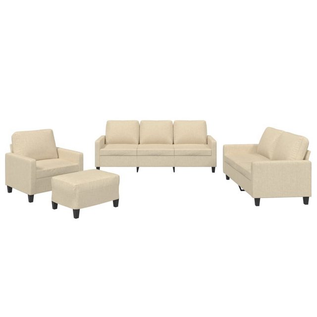 vidaXL Sofa 4-tlg. Sofagarnitur mit Kissen Creme Stoff günstig online kaufen