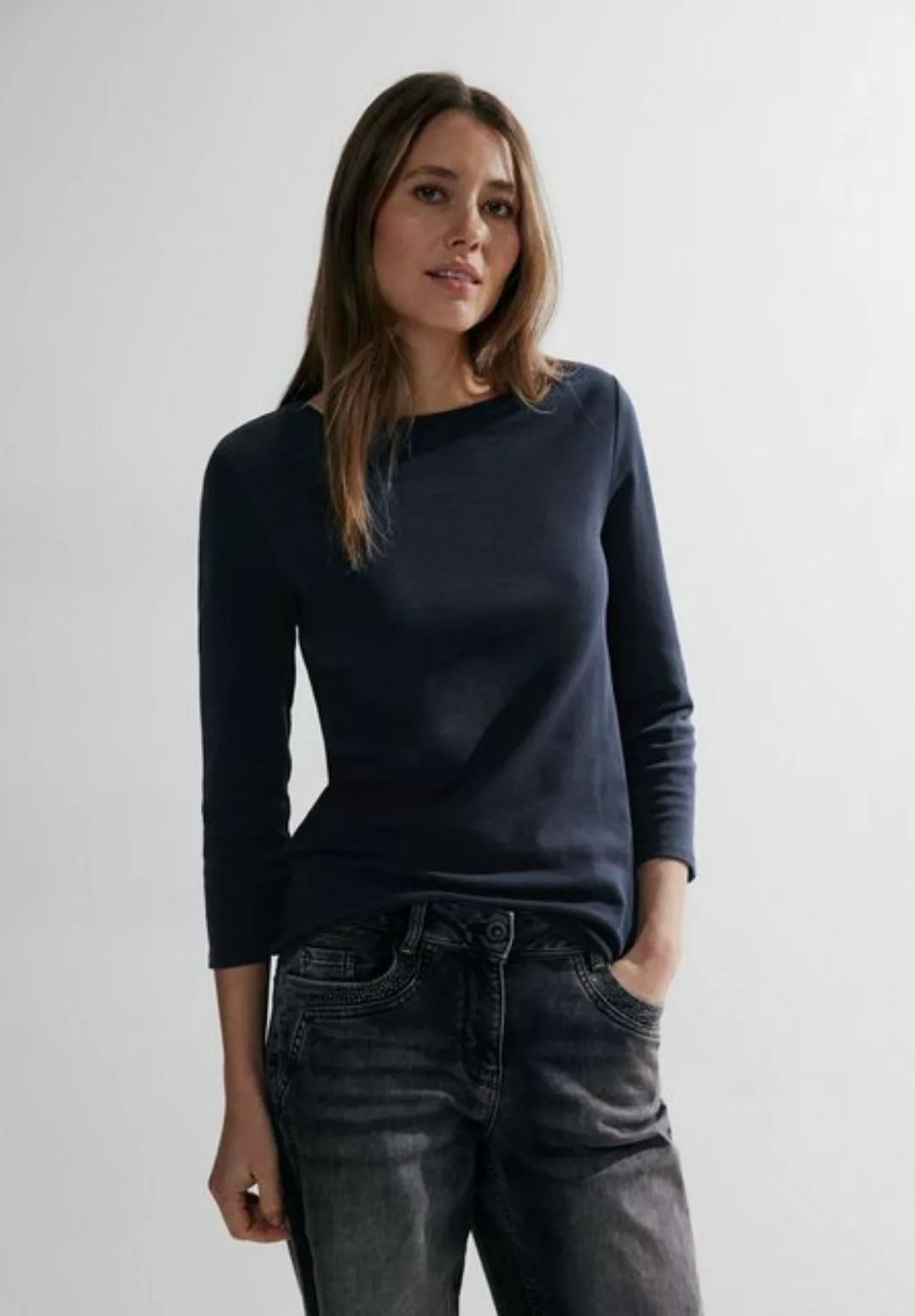 Cecil 3/4-Arm-Shirt Basic Boatneck mit U-Boot-Ausschnitt günstig online kaufen