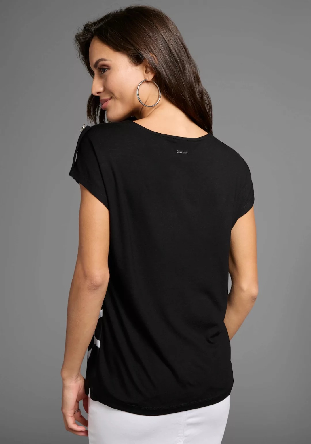 Laura Scott Shirtbluse, mit Buchstaben-Druck auf leichtglänzendem Satin günstig online kaufen