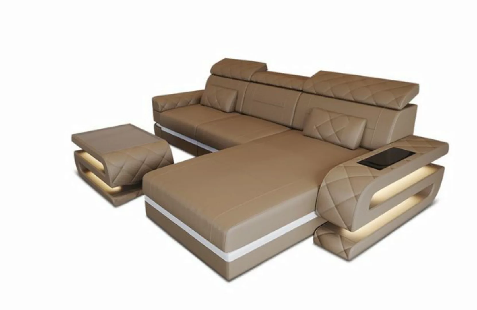 Sofa Dreams Ecksofa Ledersofa Bologna L Form Leder Sofa, Couch, mit LED, wa günstig online kaufen