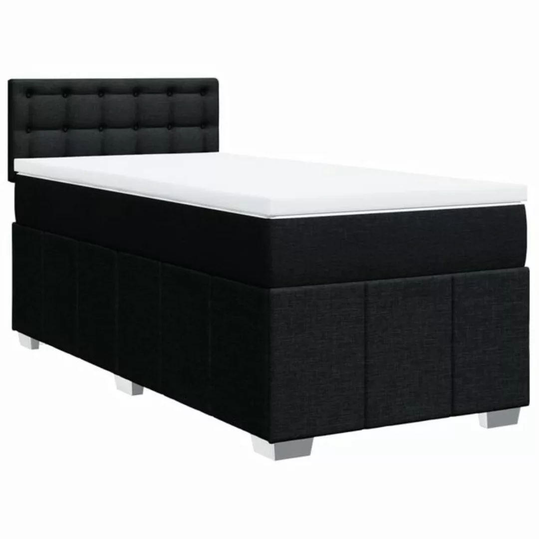 vidaXL Bettgestell Boxspringbett mit Matratze Schwarz 90x200 cm Stoff Bett günstig online kaufen