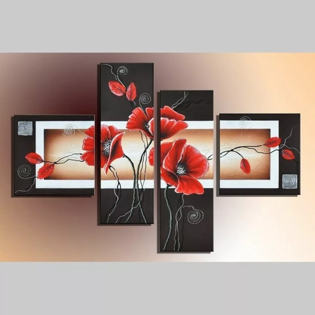 4 Leinwandbilder MOHN (4) 100 x 70cm Handgemalt günstig online kaufen
