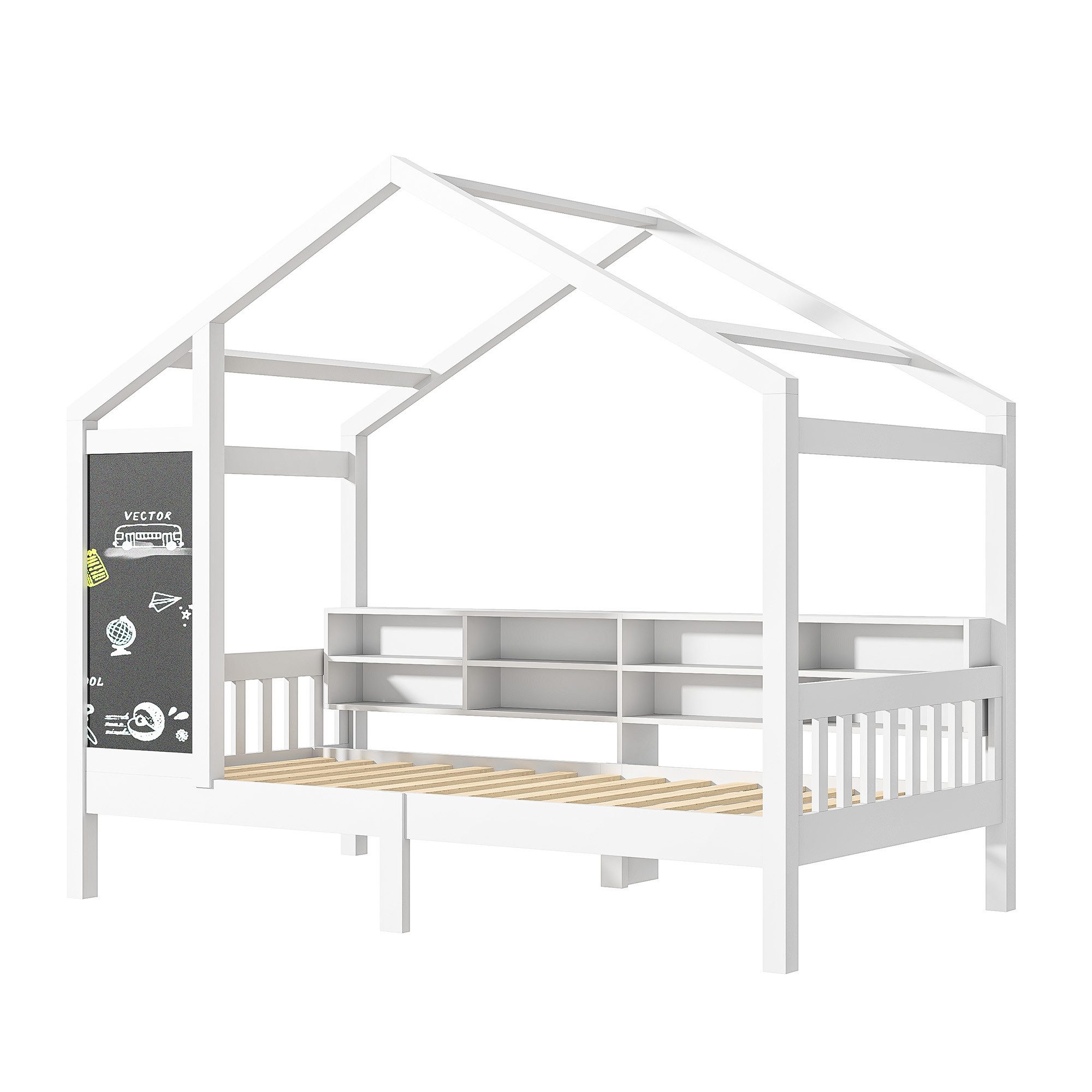 FUROKOY Kinderbett Massivholzbett 90x200 cm Holzbett günstig online kaufen