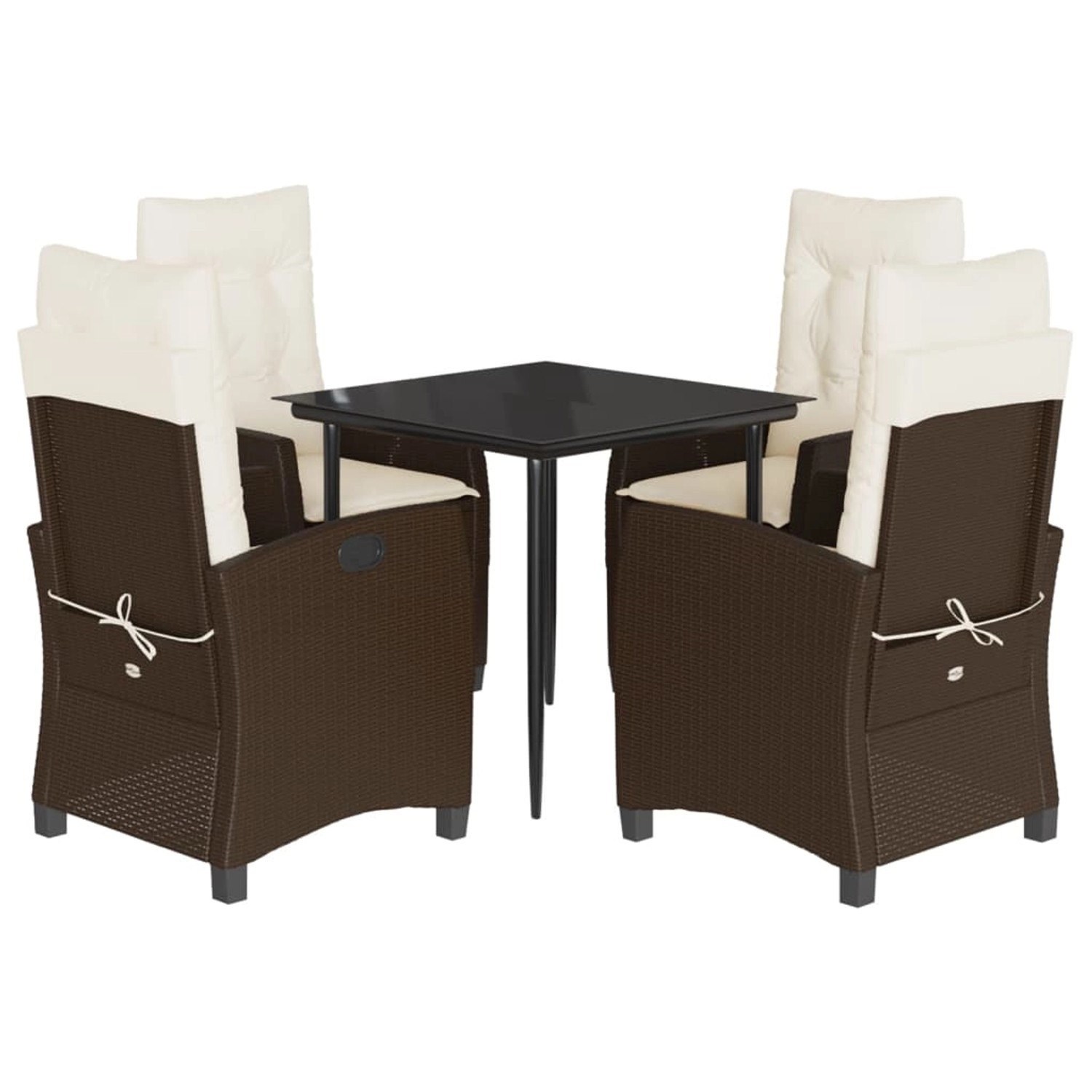 vidaXL 5-Tlg Garten-Essgruppe mit Kissen Braun Poly Rattan 3212763 günstig online kaufen