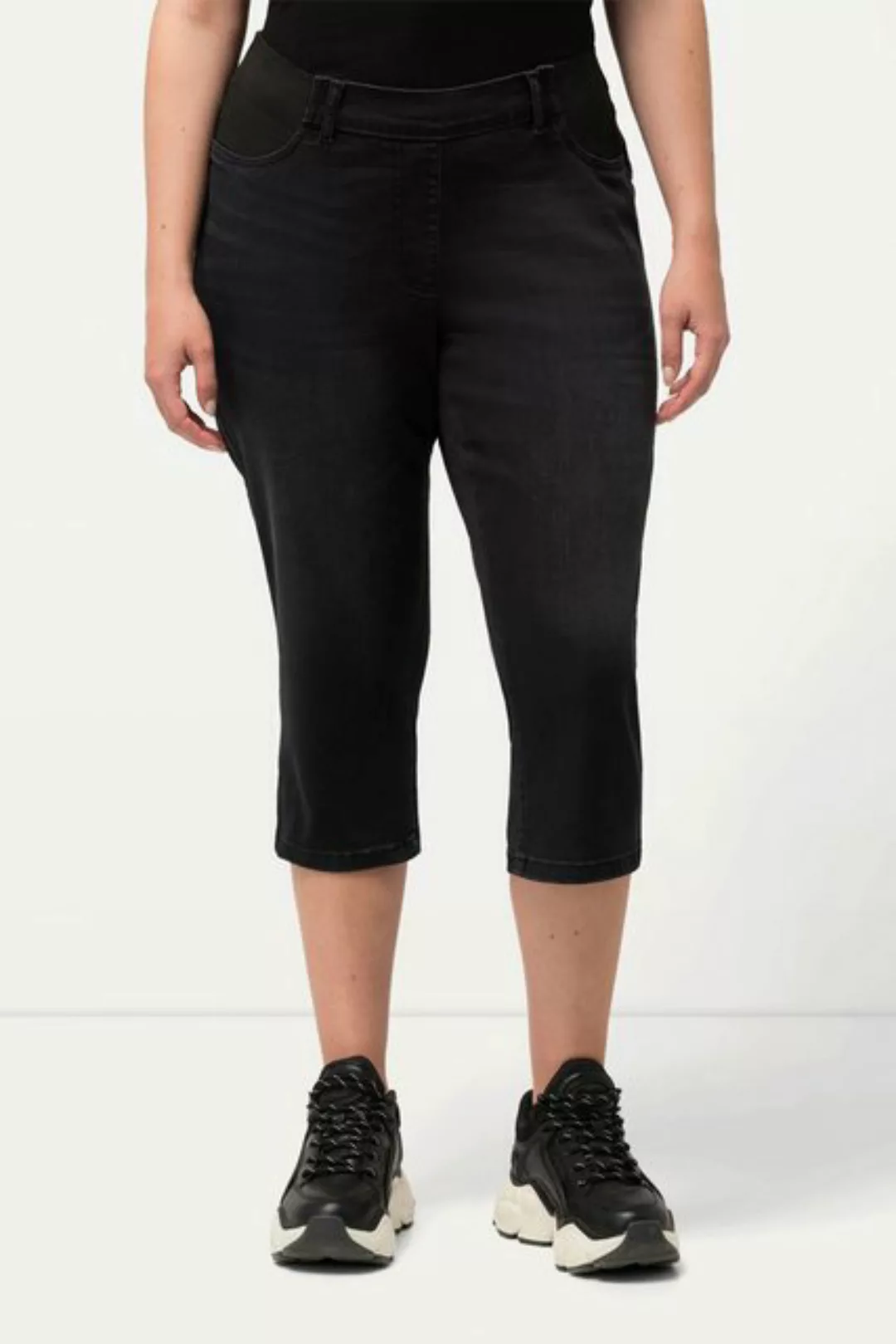 Ulla Popken 5-Pocket-Jeans Capri-Jeans Sienna schmales Bein Elastikbund günstig online kaufen