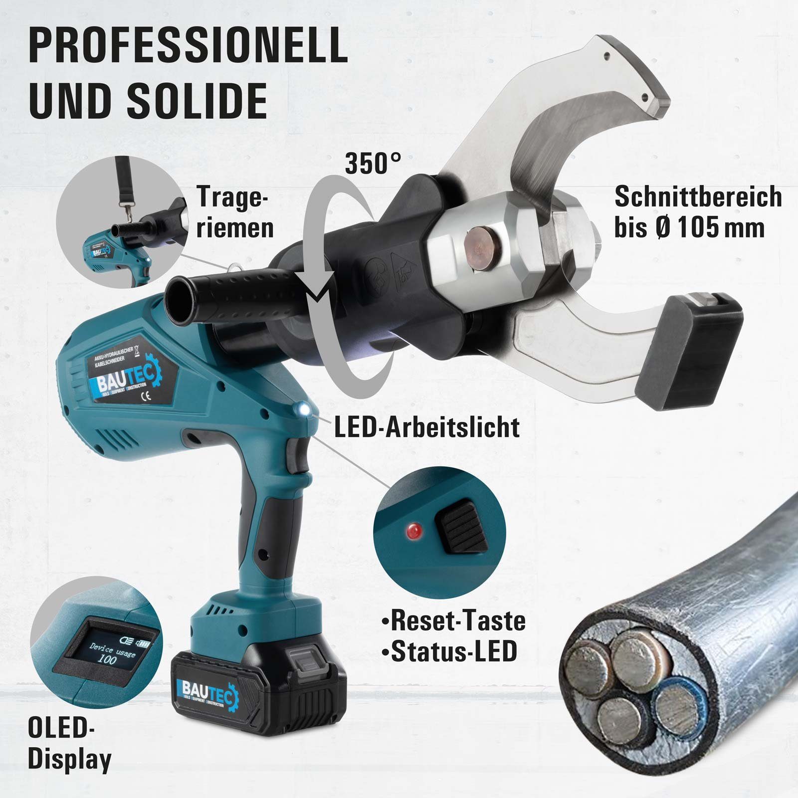 BAUTEC Kabelschere Akku-Kabelschneider für Cu/Al-Kabel bis günstig online kaufen