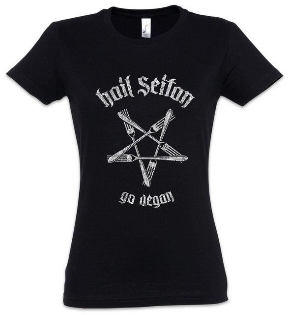 Urban Backwoods Print-Shirt Hail Seitan Damen T-Shirt Satan Heil Vegan Vege günstig online kaufen