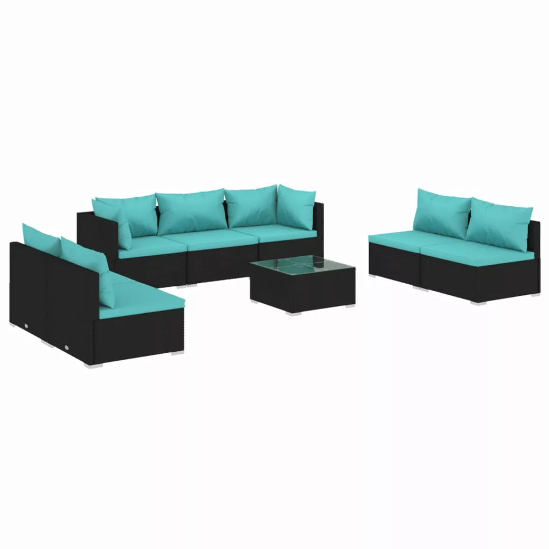 Vidaxl 8-tlg. Garten-lounge-set Mit Kissen Poly Rattan Schwarz günstig online kaufen