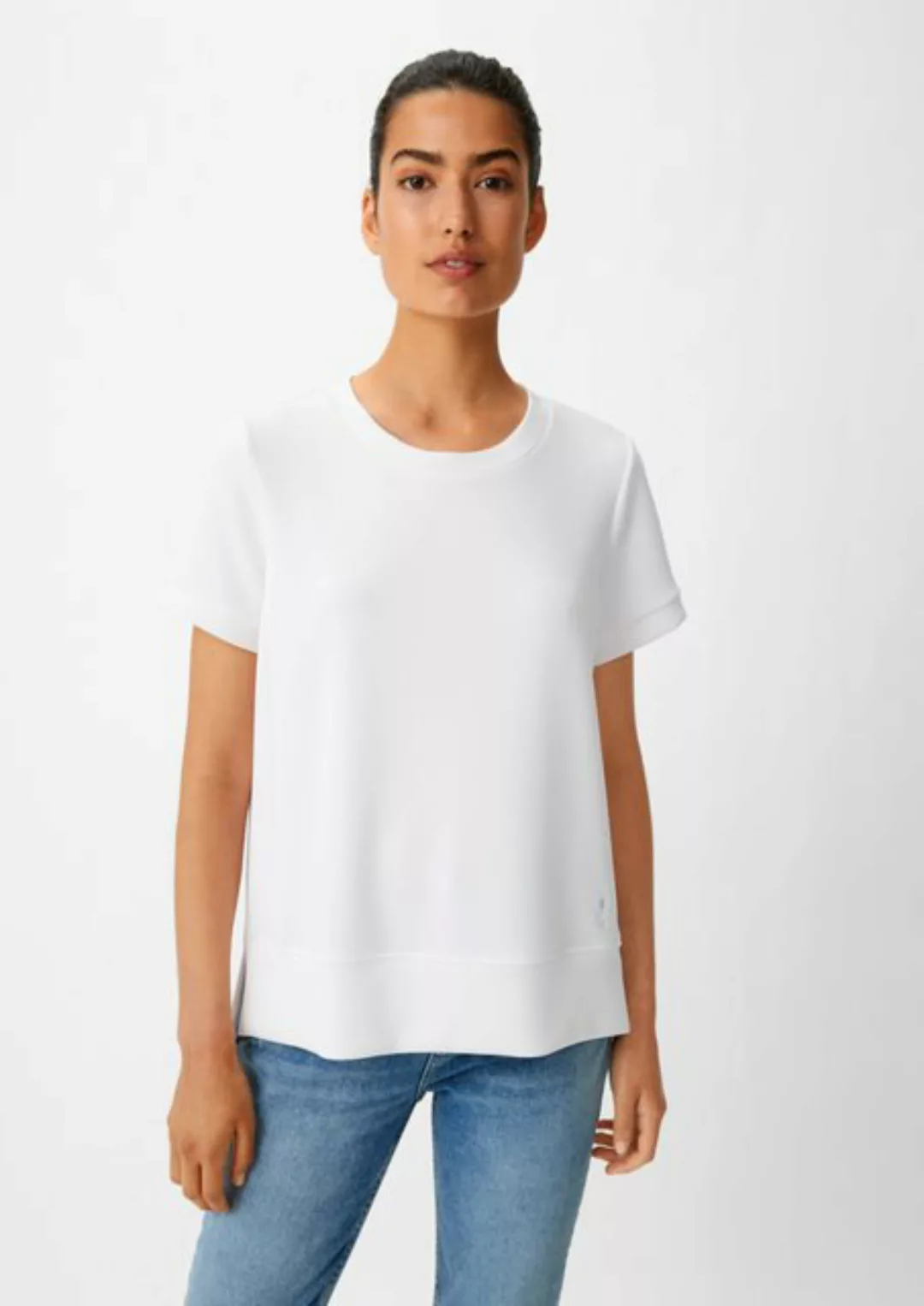 comma casual identity Kurzarmshirt T-Shirt aus Modalmix Logo, Stickerei günstig online kaufen