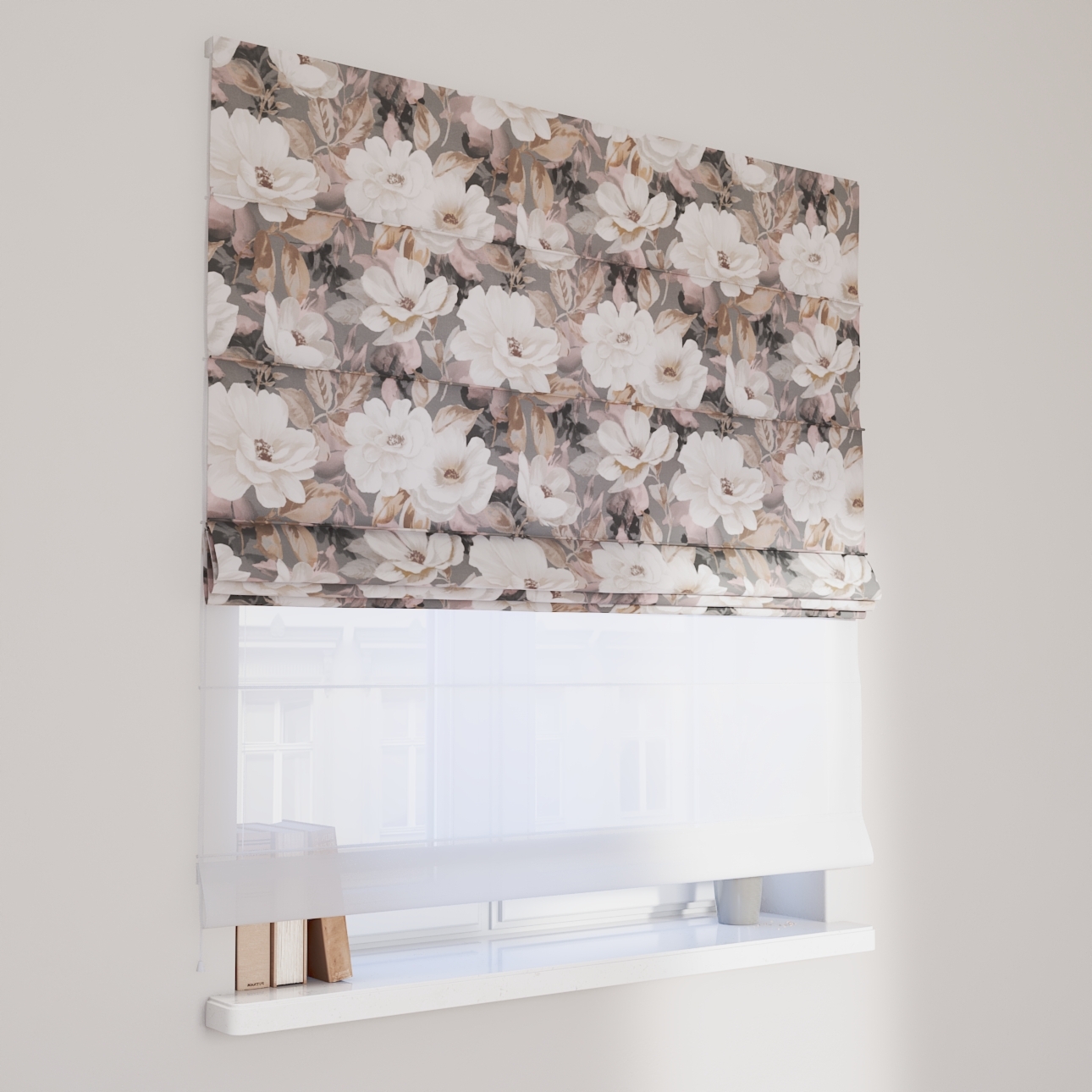 Dekoria Doppelraffrollo Duo, grau-rosa, 50 x 60 cm günstig online kaufen