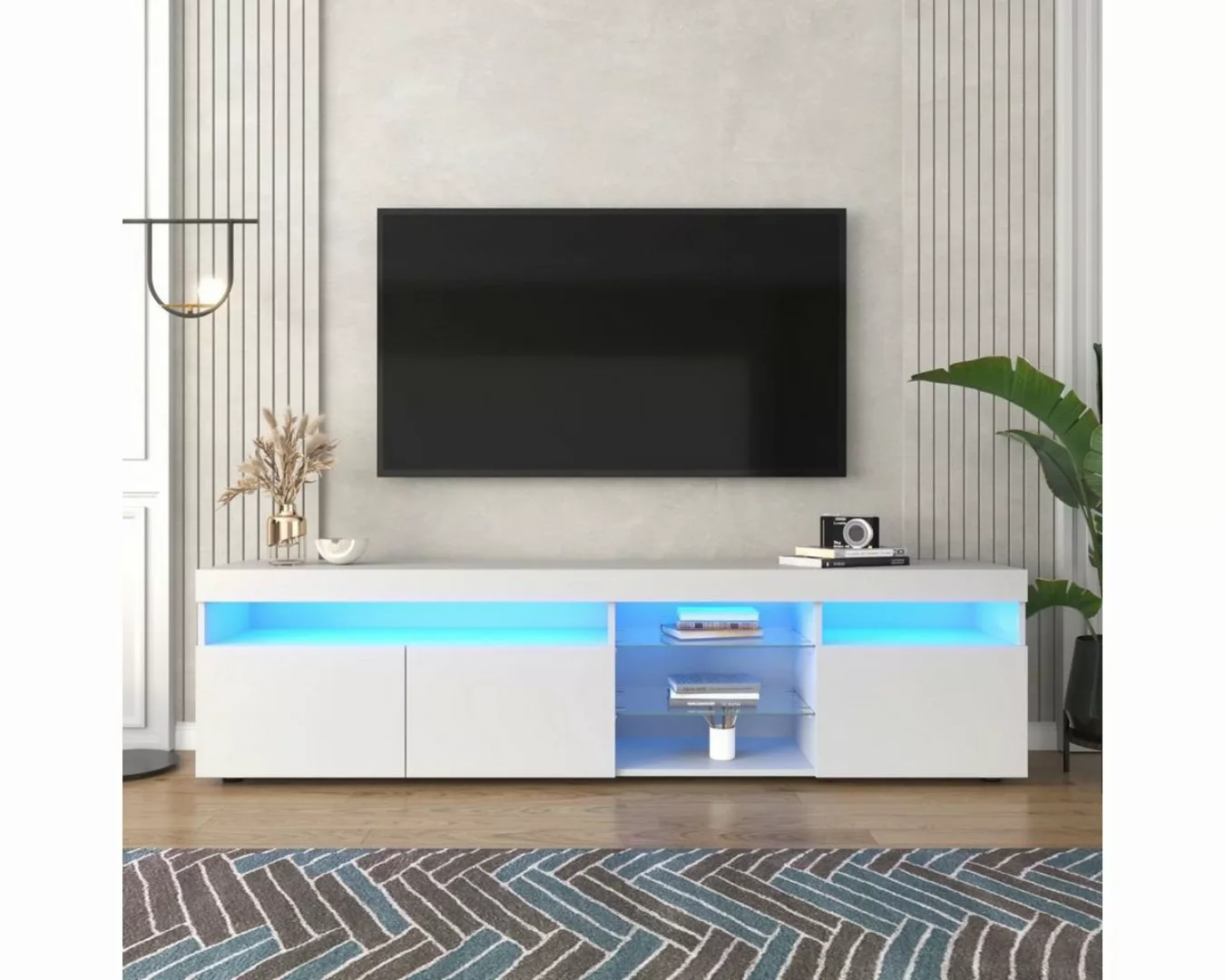 Fangqi TV-Schrank 180x35x45cm TV-Schrank, mit vierfarbigen LED-Leuchten,8 S günstig online kaufen