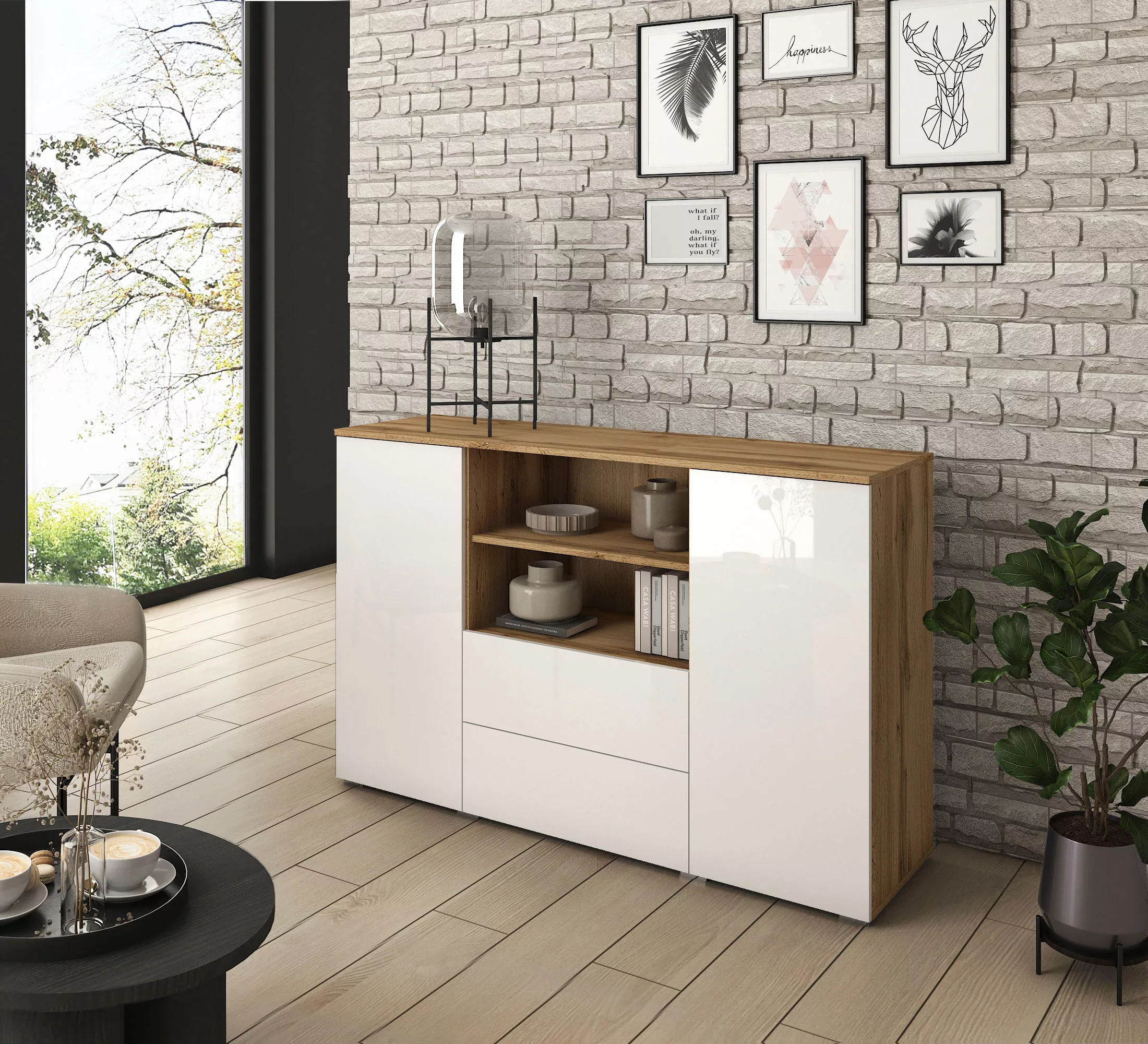 INOSIGN Sideboard "PARIS", (1 St.), Moderne 140cm breite grifflose Kommode, günstig online kaufen