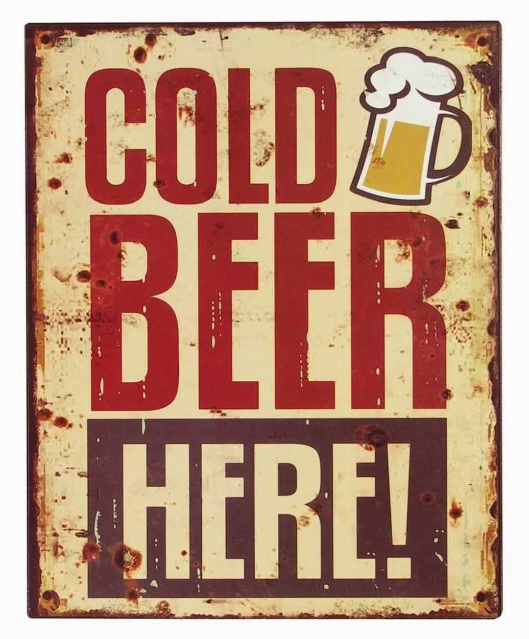 Blechschild COLD BEER HERE! Vintage Dekoschild Nostalgie 25x20cm günstig online kaufen