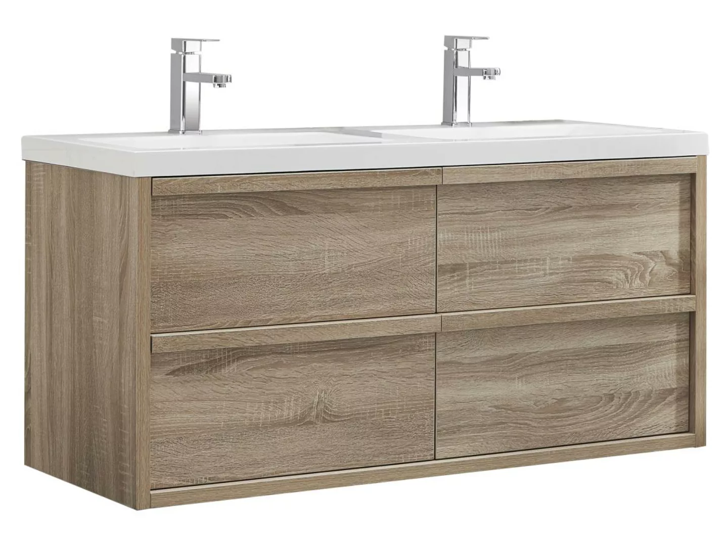 Badezimmermöbel hängend mit Einbauwaschbecken - 120 cm - Helle Naturfarben günstig online kaufen
