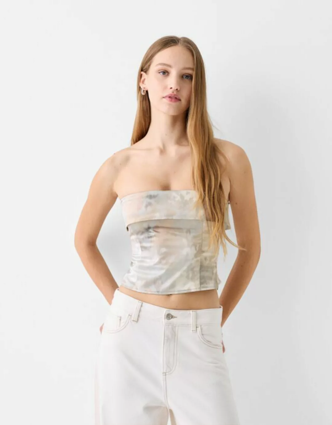 Bershka Satin-Top Mit Revers Damen Xl Kombiniert günstig online kaufen