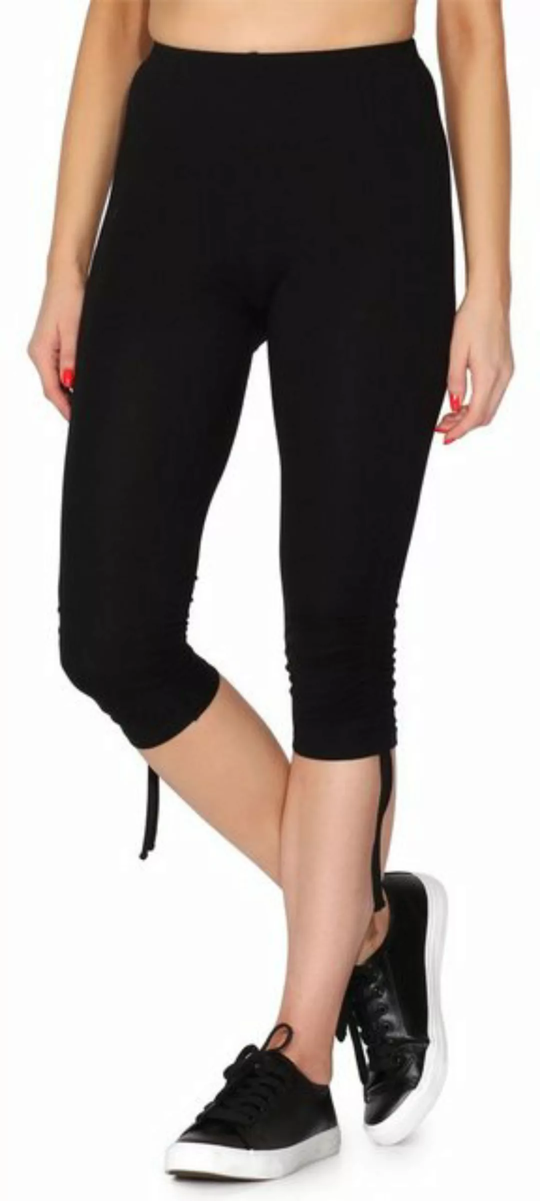 Merry Style Leggings Damen 3/4 Capri-Leggings mit Raffung aus Baumwolle MS1 günstig online kaufen