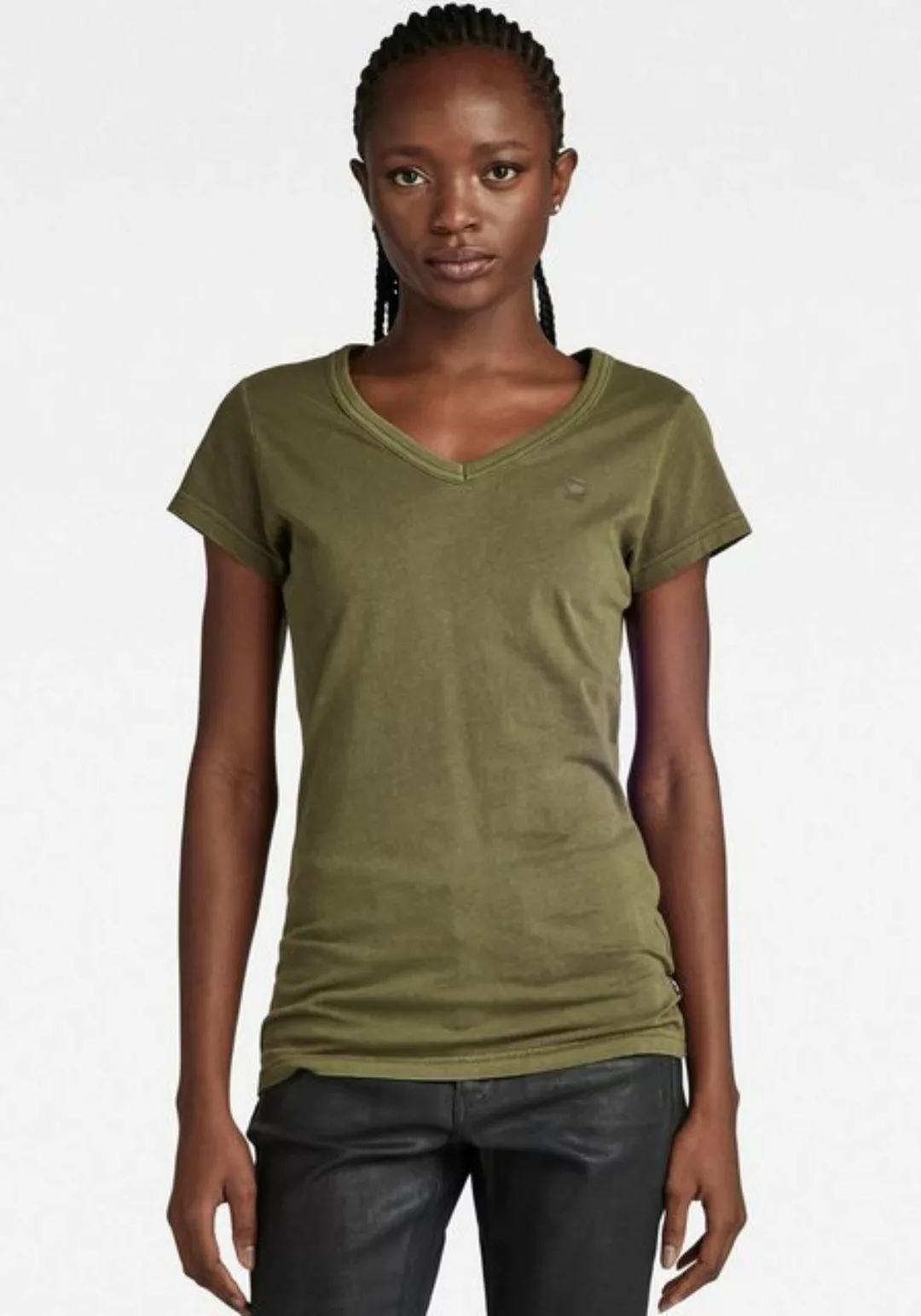 G-STAR V-Shirt Eyben Slim Top mit kleinem G-Star RAW Logoprint auf der Brus günstig online kaufen