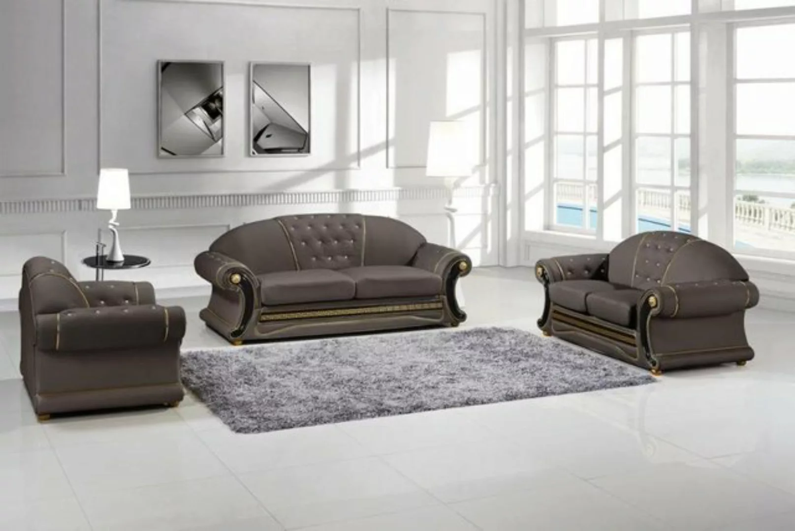 JVmoebel Sofa Klassische Designer 3 Sitzer Chesterfield Couch Polster Sitz günstig online kaufen