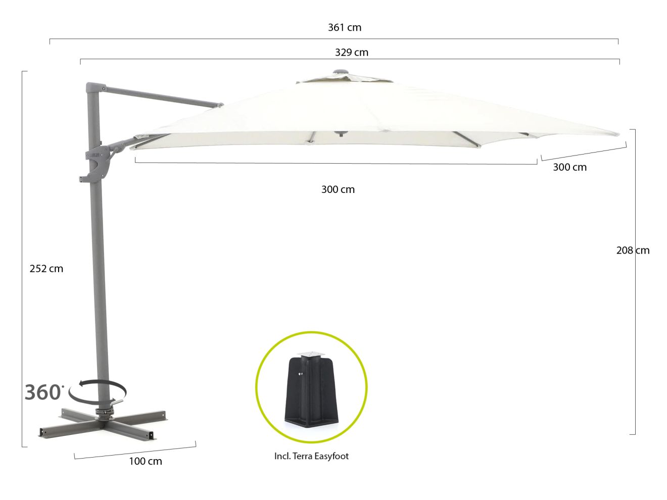 Shadowline Francisco Ampelschirm 300x300 cm günstig online kaufen