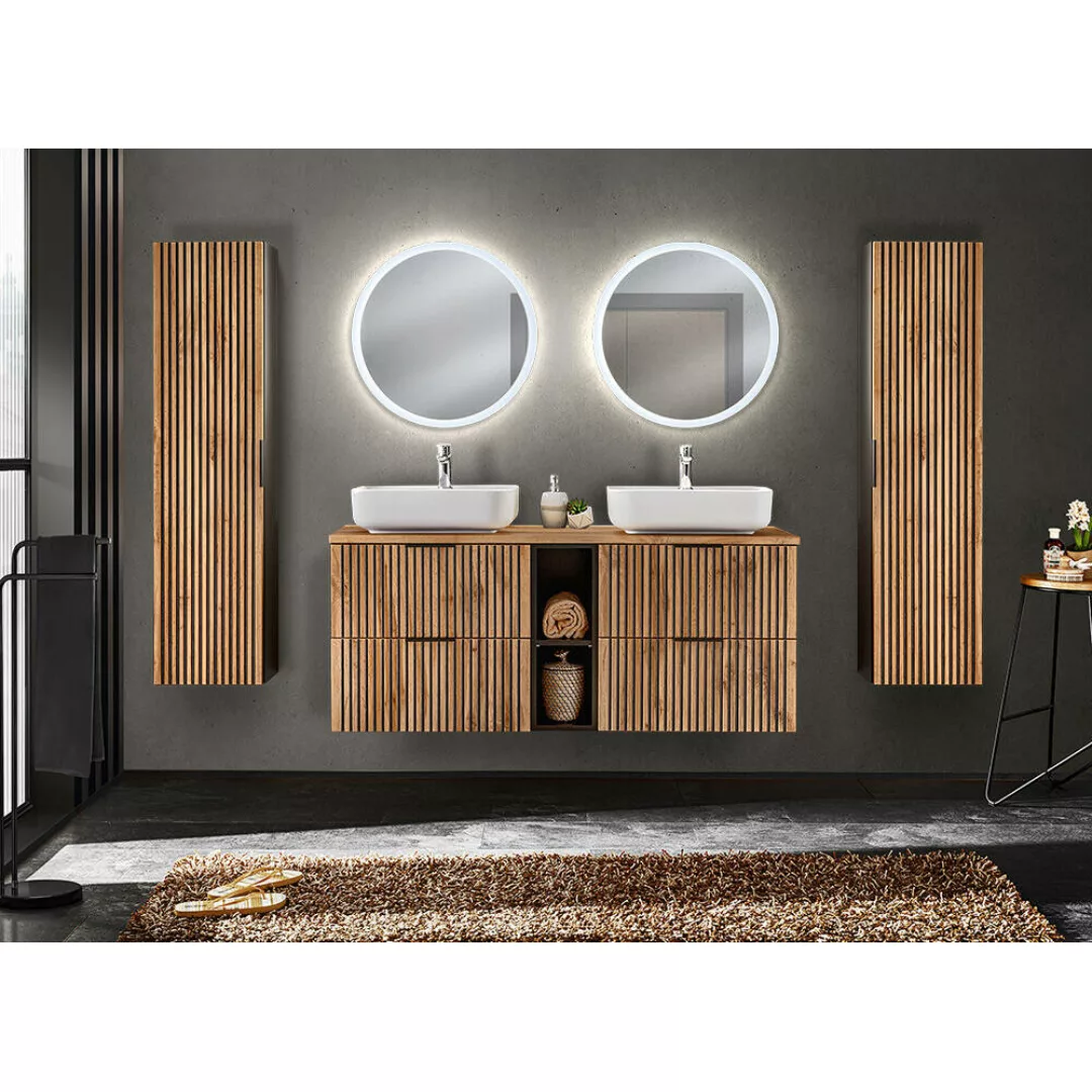 Badezimmer Komplett Set mit Doppelwaschtisch Kombination 141 cm XANTEN-56 i günstig online kaufen