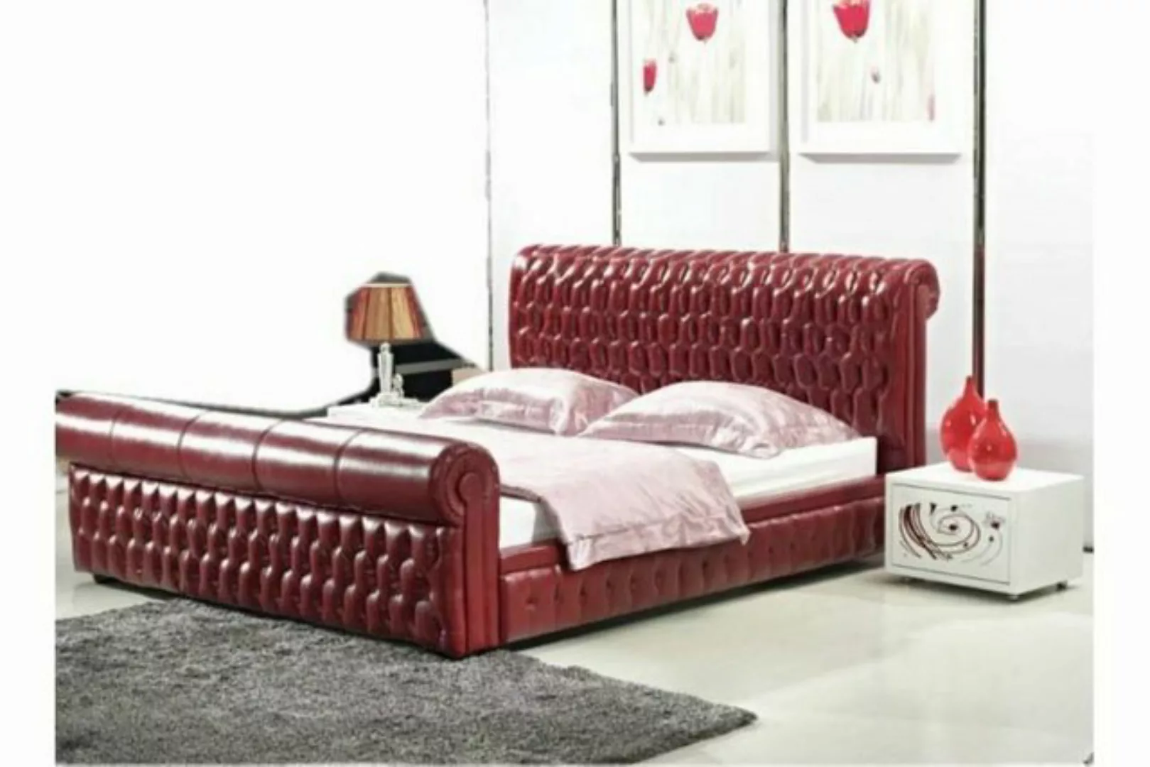 JVmoebel Bett XXL Chesterfield Lederbett Bett Betten Leder Polster Ehe Desi günstig online kaufen