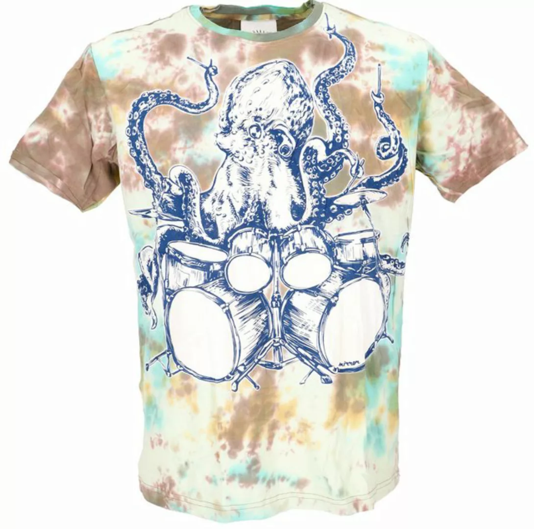 Guru-Shop T-Shirt Mirror Herren T-Shirt, Yoga Shirt - Oktopus/Batik Goa Sty günstig online kaufen