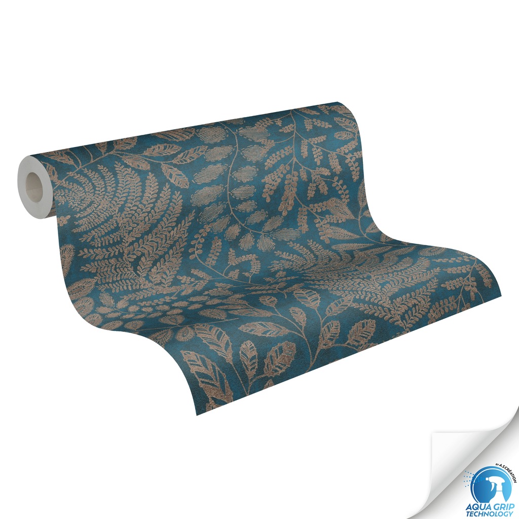 living walls Vliestapete »DesignDrop vorgeleimte Tapete Floral Blau Braun M günstig online kaufen