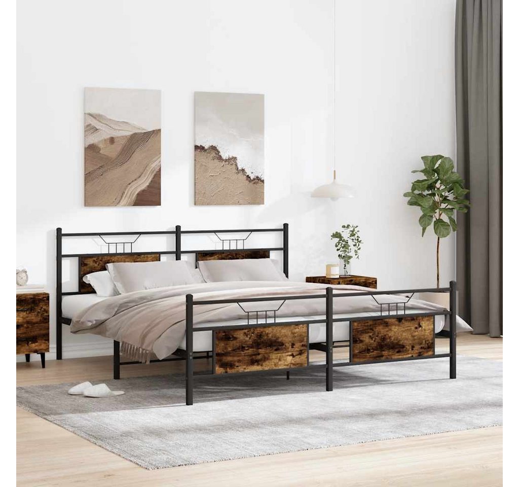 vidaXL Bett, Metallbett ohne Matratze Sonoma-Eiche 160x200 cm günstig online kaufen