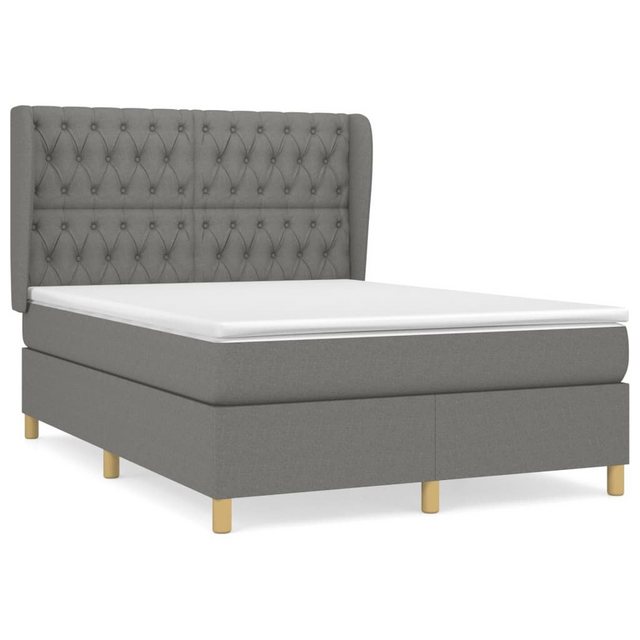 vidaXL Bettgestell Boxspringbett mit Matratze Dunkelgrau 140x190 cm Stoff B günstig online kaufen