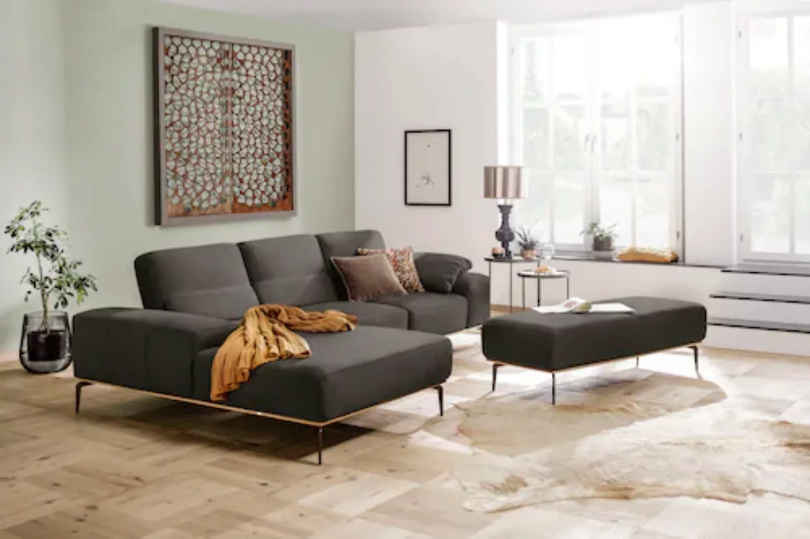 W.SCHILLIG Ecksofa run, mit Holzsockel, Füße in Bronze pulverbeschichtet, B günstig online kaufen