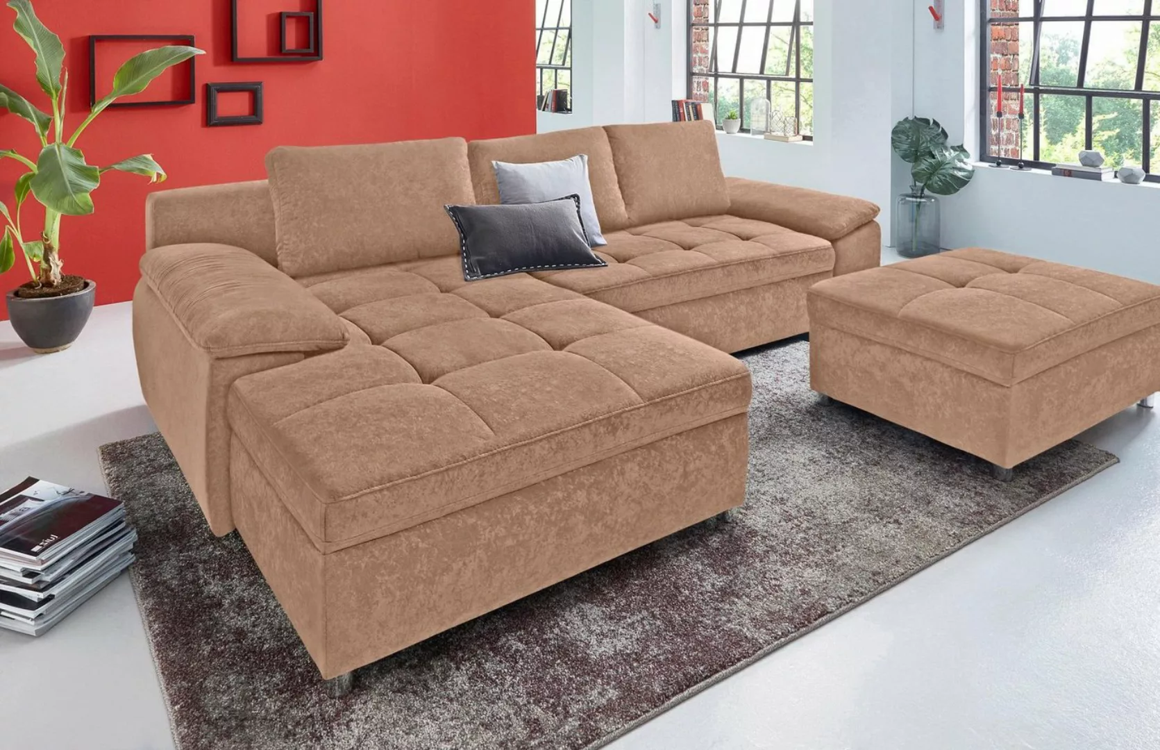 sit&more Ecksofa "Labene L-Form", wahlweise mit Bettfunktion und Bettkasten günstig online kaufen