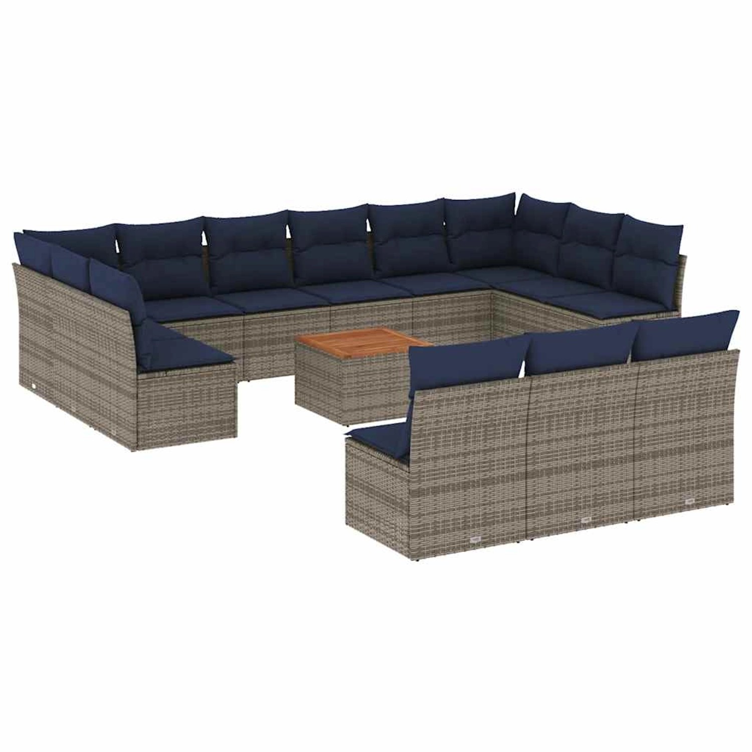 vidaXL 14-Tlg Garten-Sofagarnitur mit Kissen Grau Poly Rattan 3256236 günstig online kaufen