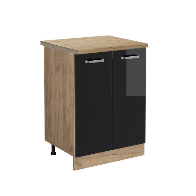 Vicco Unterschrank R-Line, Schwarz Hochglanz/Goldkraft Eiche, 60 cm, AP Eic günstig online kaufen