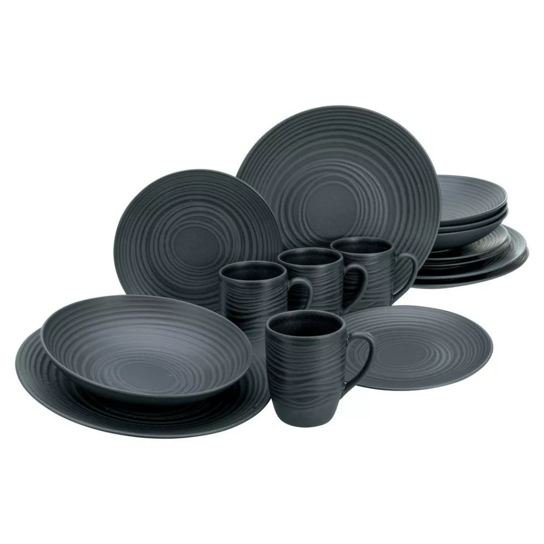 CreaTable Kombiservice Lava Stone schwarz Steinzeug 16 tlg. günstig online kaufen