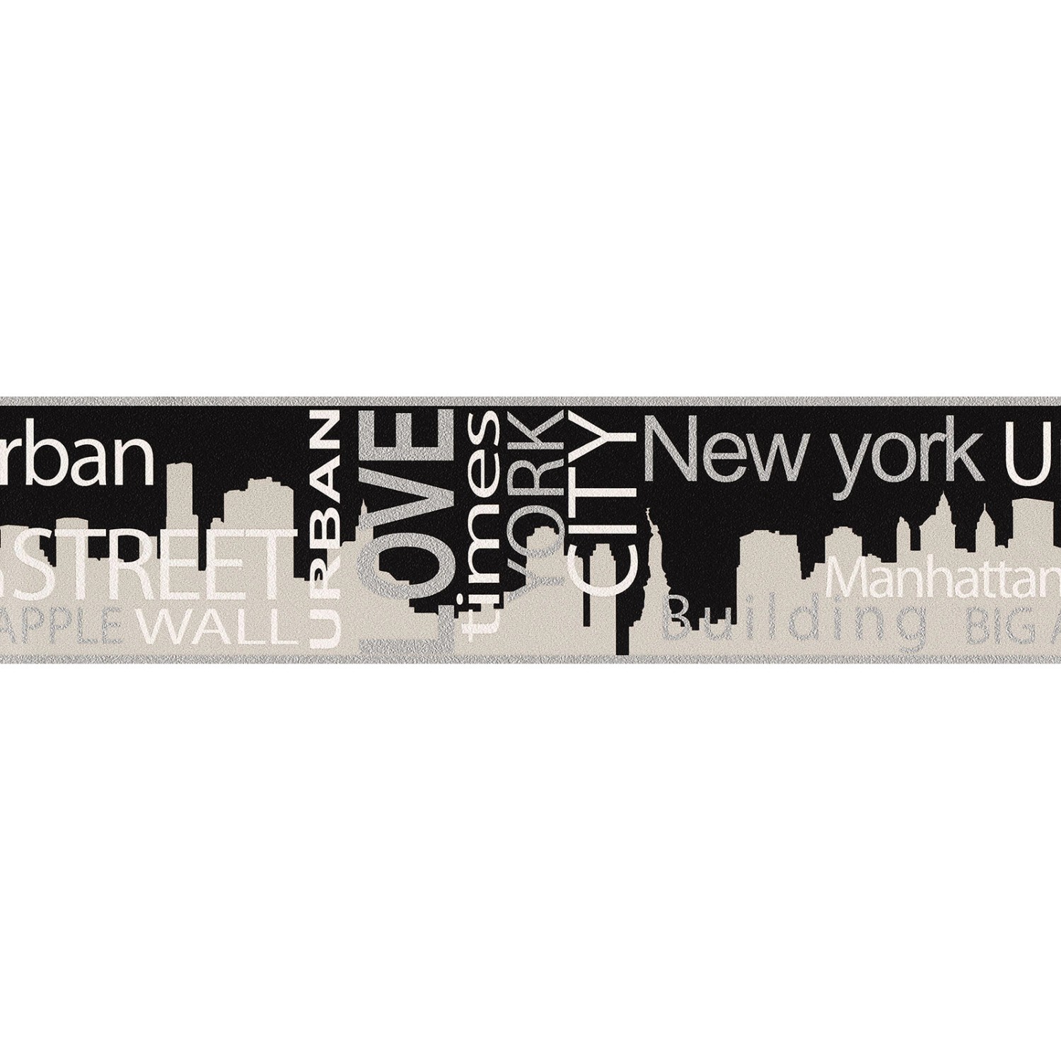 Bricoflor New York Tapetenbordüre Modern Schriftzug Tapeten Bordüre in Schw günstig online kaufen