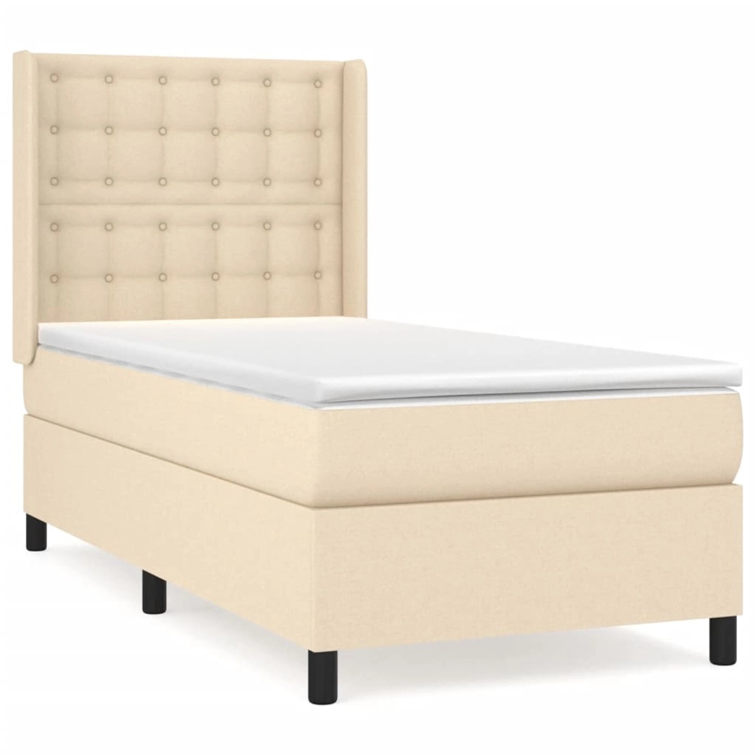 vidaXL Boxspringbett Boxspringbett mit Matratze Creme 90x200 cm Stoff Bett günstig online kaufen